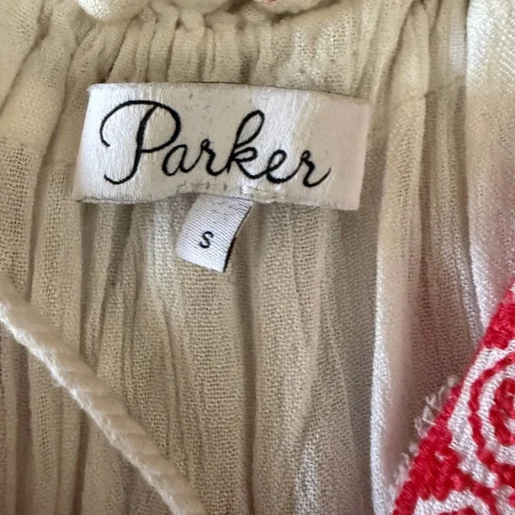Parker White Maxi Dress with Red Embroidery - Picture 4 of 4